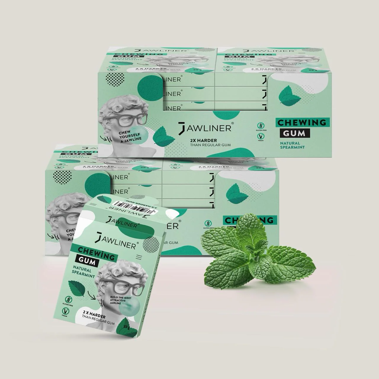 JAWLINER® Chewing Gum Medium Hard Spearmint - Image 16
