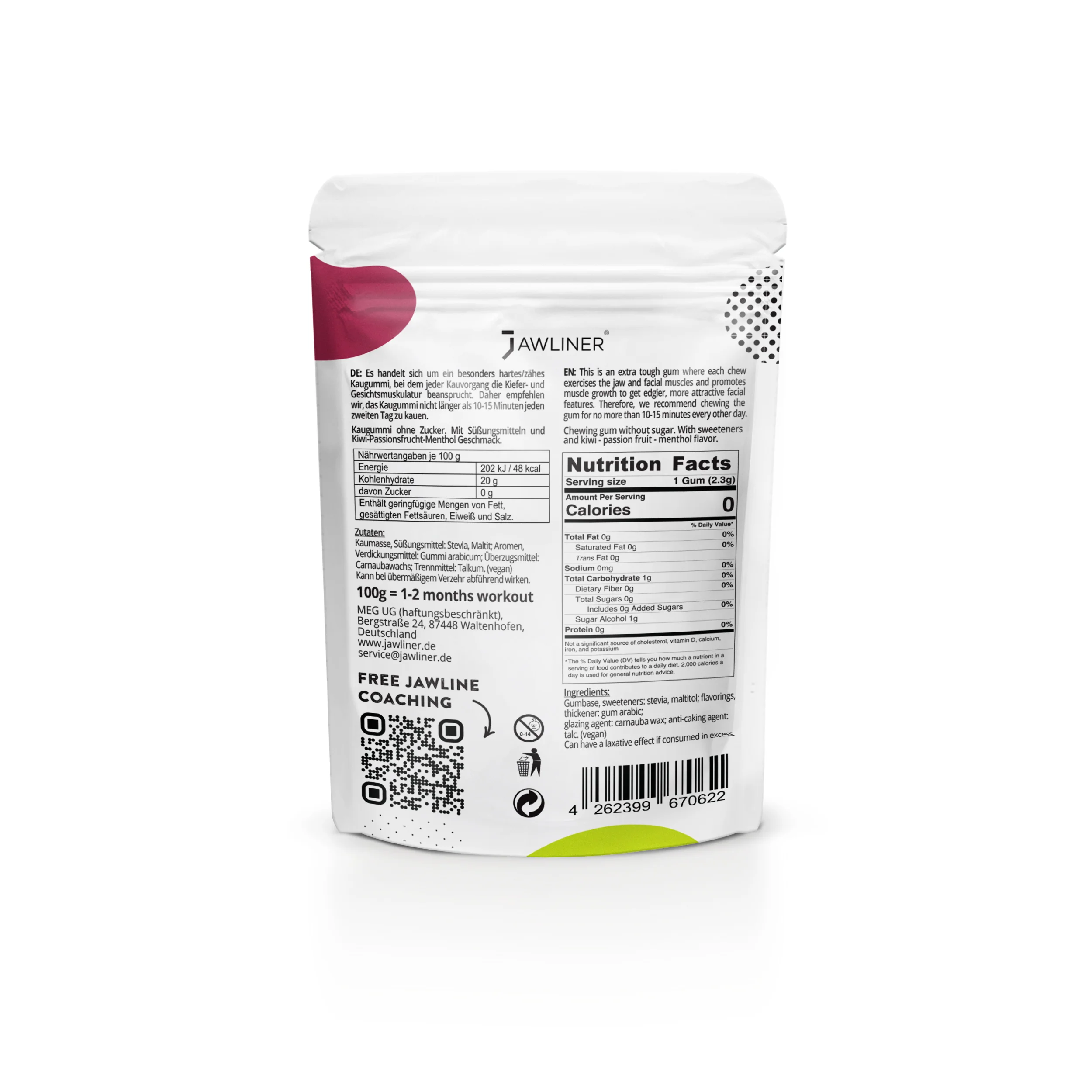 JAWLINER® Chewing Gum Ultra Hard Kiwi Passion Fruit Ice - Image 20
